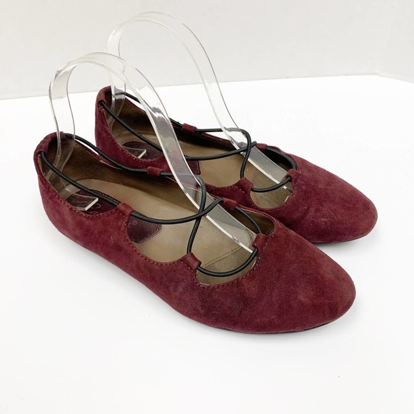 Earth Red Burgundy Essen Flats Ballet Shoes SZ 6.5 - Picture 4 of 7